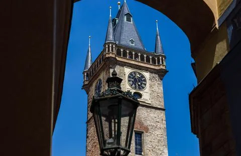 Tower of Prague astronomical clock Stock Photos