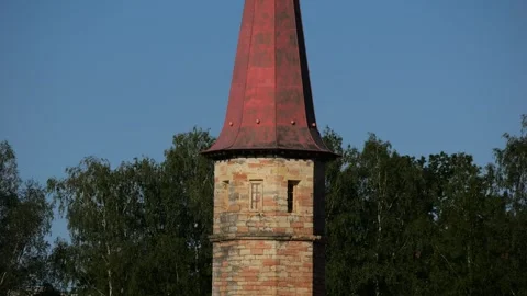 Tower of Priory Palace located in Gatchina town suburb of St. Petersburg, Russia Stock Footage 317119604