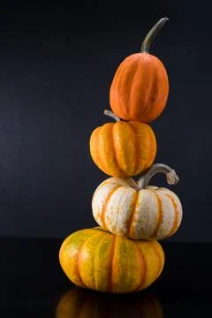 Tower of Pumpkins Reflect in Table Top 写真素材
