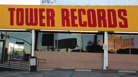 Tower Records On The Sunset Strip Los Angeles Pan Right Stock Footage Stock Footage