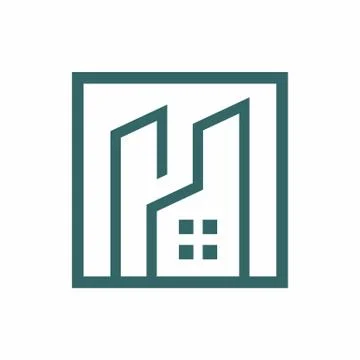 Tower Residence Square Outline Logo Stock Illustration