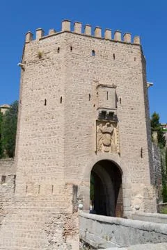 Tower of the Roman bridge Stock Photos
