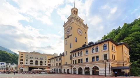 Tower of Rosa Khutor. HDR. Time Lapse. Sochi, Russia. 1280x720 Video stock 54265271