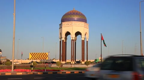 Tower roundabout in Muscat, Oman Stock Footage 57950063