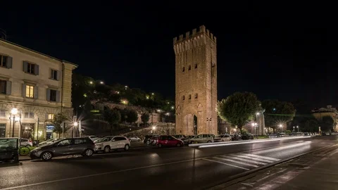 Tower of San Niccolo, once part of a gate in the defensive walls of Florence. Stock Footage 76537739