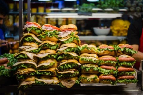 Tower of sandwiches Stock Photos