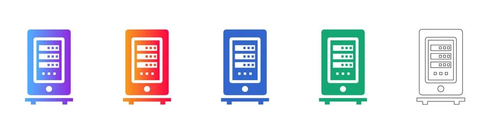 Tower Server Icons for IT Infrastructure Stock Illustration