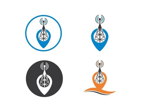 Tower signal logo icon vector illustration Stock Illustration