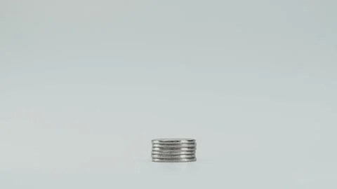 The tower of silver coins is getting bigger Stock-Footage 186621210