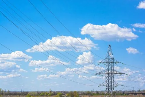 Tower sof power against the blue sky Stock Photos