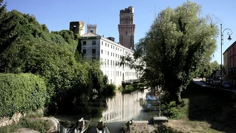Tower of Specola or Torlonga seen from the San Agustin Bridge. Astronomical Obse Video stock 85418907