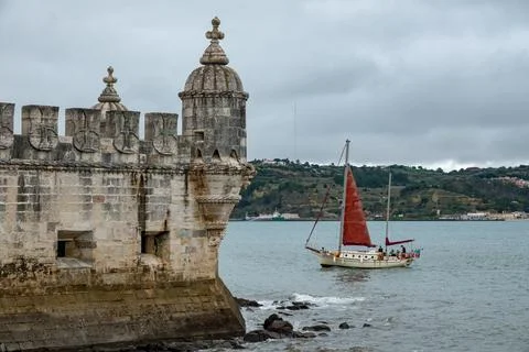 Tower of St Vincent, Torre de Belem in Lisbon, Portugal, Europe 写真素材