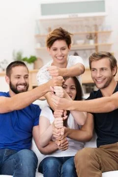 Tower stack of hands and fists Foto stock