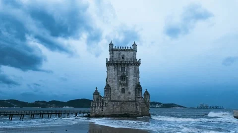 Tower standing in the river. Stock Footage 327686656