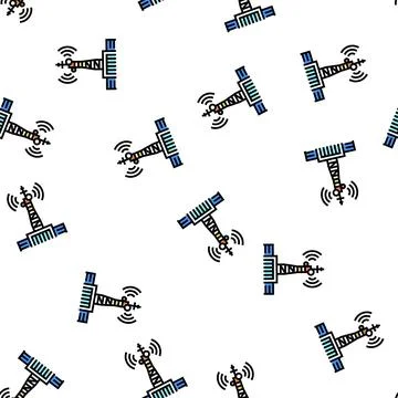 Tower telecommunication vector seamless pattern Stock Illustration