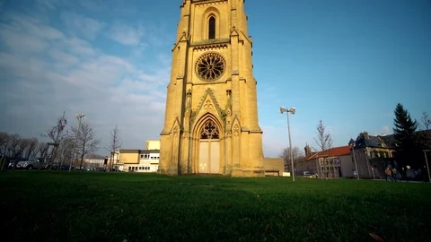 The tower of the Temple de Garnison in Metz, France. Stock Footage 85360855
