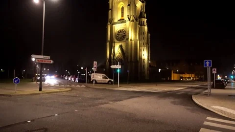 The tower of the Temple de Garnison in Metz, France. Stock Footage 85362425