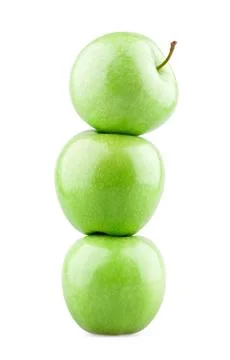 Tower of three green apples Foto stock