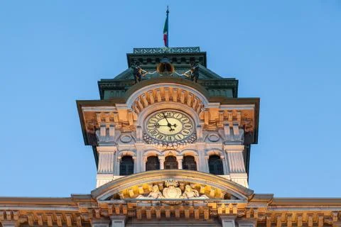 Tower of the Town Hall of Trieste Stock Photos
