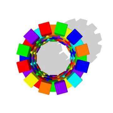 Tower from toy building blocks. Vector colorful illustration. Top view. Stock Illustration