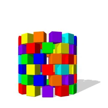 Tower from toy building blocks. Vector colorful illustration.Front view. Stock Illustration