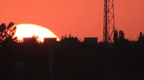Tower in trees in sunrise horizon Stock-Footage 33220755