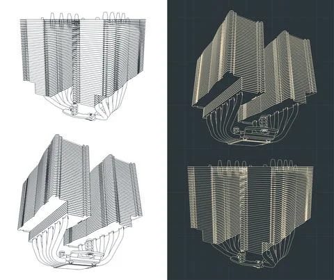 Tower type CPU cooler 스톡 일러스트