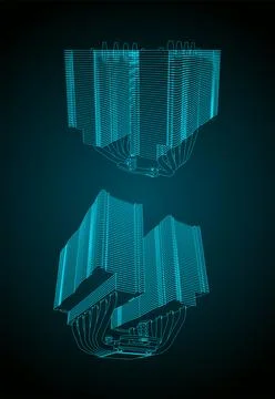 Tower type CPU cooler 스톡 일러스트