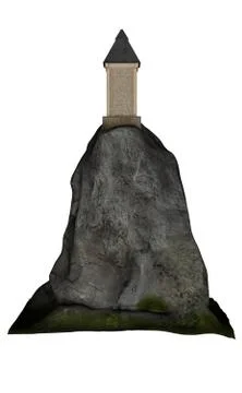 Tower upon a big rock - 3D render Stock Illustration