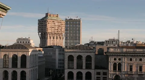 Tower Velasca and Piazza del Duomo in Milan Stock Footage 62505489