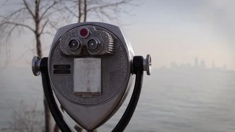 Tower Viewer or Tower Optical generic post viewing cleveland skyline Stock Footage 71475077