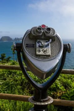 Tower Viewer Pay Binoculars Oregon Coast Stock Photos