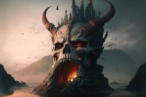 A Tower In A Volcano Stock Illustration