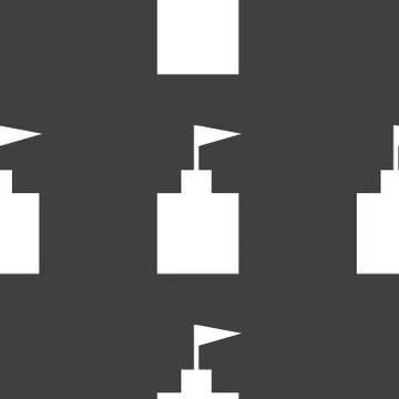 Tower web icon. flat design. Seamless gray pattern. Stock Illustration