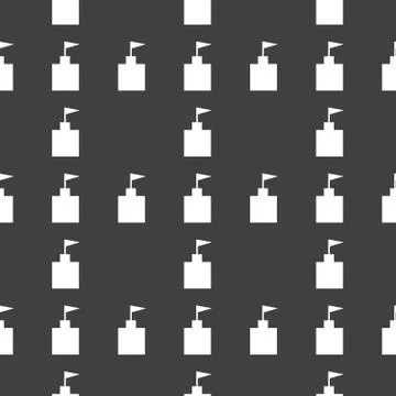 Tower web icon. flat design. Seamless gray pattern. 스톡 일러스트
