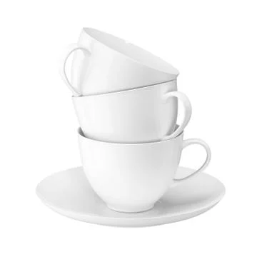 Tower of white coffee cups Stock Illustration