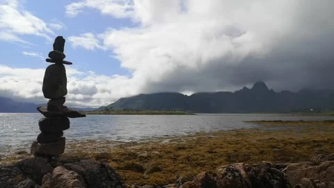 A tower in the wind, by the fjord Stock Footage 167238313