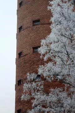 Tower with winter tree Stock Photos