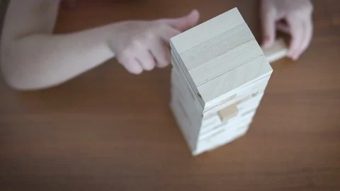 Tower of wooden blocks. Stock Footage 103230884