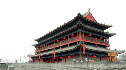 Tower of Xian City Wall  Stock Footage 961817