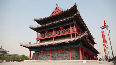 Tower of Xian, City wall Stock Footage 87498640