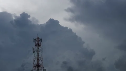 Towering antenna and Dramatic time-lapse of cloudscapes Stock Footage 280096285