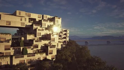 Towering Building Atop Hill Ilustración de archivo
