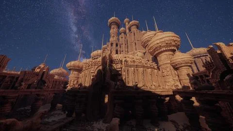 Towering Building Under Starry Sky Ilustración de archivo