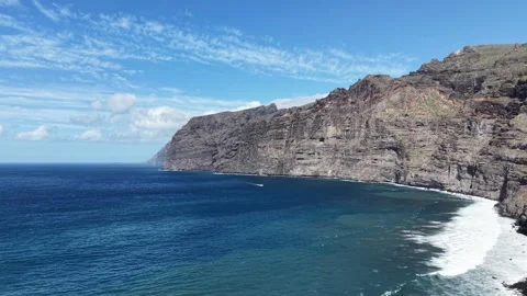 Towering dramatic Sea Cliffs Los Gigantes Tenerife Spain drone,aerial 動画素材 329635143