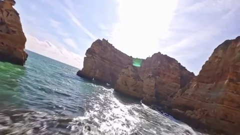 Towering golden limestone cliffs. Video stock 328982659