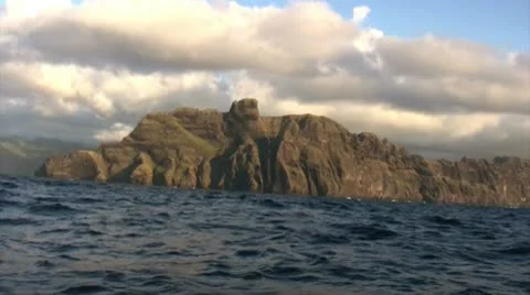 Towering Island Cliffs From Boat Видео 10713247