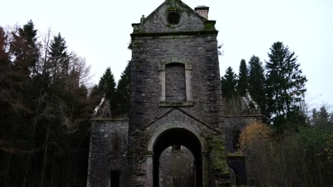 Towering Remnants: Carmichael House Central Tower - 4K Stock Footage 256036661