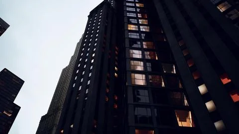 A towering skyscraper with a multitude of windows Stock Illustration