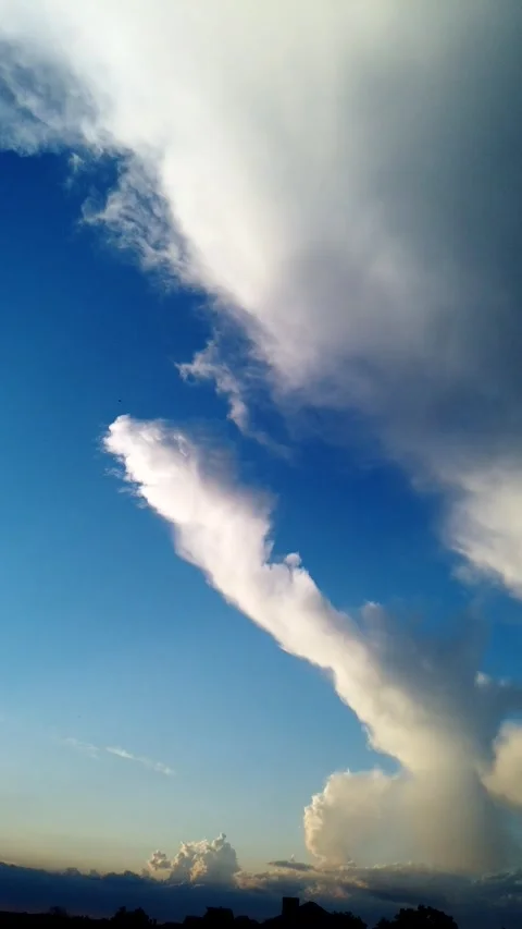 Towering Thunderhead Cloud Gathering Over Silhouette Timelapse Horizon Stock Footage 337471133